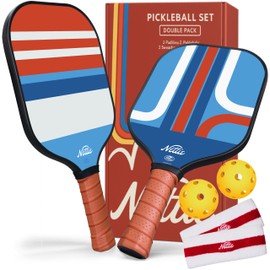 Nettie Pickleball Paddles Set of 2, USAPA Approved Carbon Fiber Pickleball Paddles, 13mm Polymer Core Pickle Ball Rackets 2 Pack for Intermediate, Stylish Pickleball Gifts