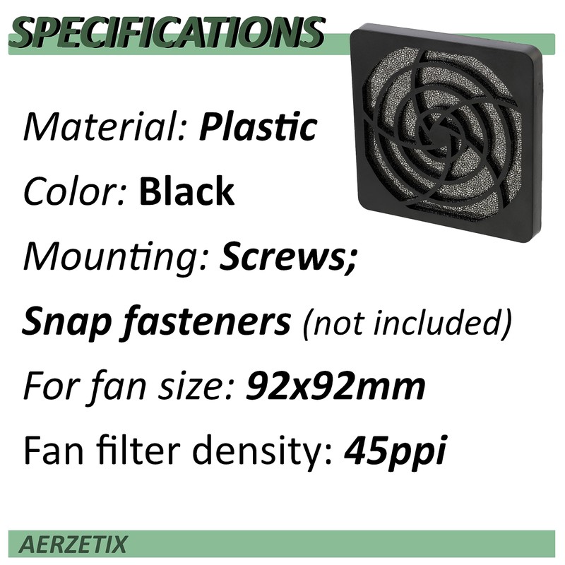 Aerzetix: 2 x PC Computer Cooling Fan, Protection Grills 92x92