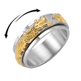 OIDIMS Dragon Rotating Spinner Fidget Band Rings Stainless Steel Punk Cool Animal Anxiety Stress Relief Rotate Freely Ring Promise for Men Women Birthday Valentine's Day Gifts Vintage Jewelry (10)