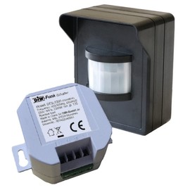 DIW-FUNK PD-545 Wireless Motion Sensor IP44 in Set with Wireless Installation Receiver 230 V Radio Switch Light Switch