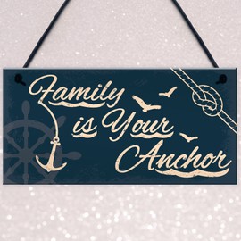 XLD Store Seaside Family is Your Anchor Shabby Chic Hanging Plaque Nautical Theme Bathroom/Kitchen Decor Gift Accessory