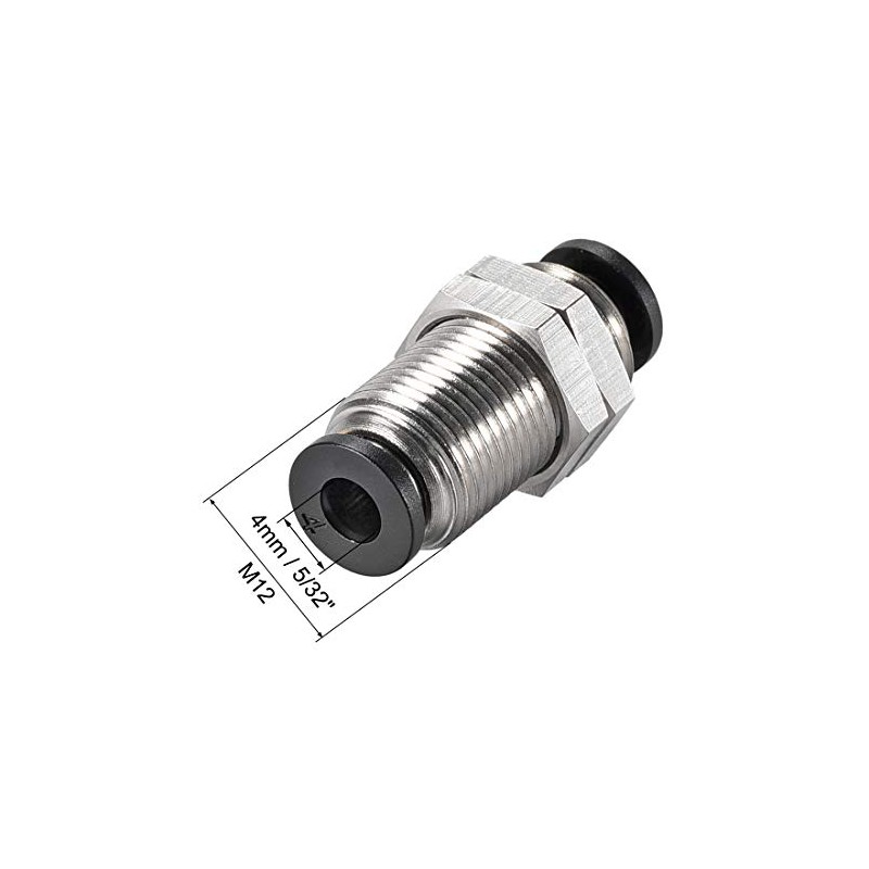 sourcing map Straight Pneumatic Push to Quick Connect Fittings Bulkhead