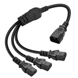MEIRIYFA IEC 320 C14 to C13 x4 Y Splitter Extension Power Cable C14 Male to C13 Female 10A 250V 18AWG Adapter Cord for Home Appliance PC Computer Monitor (45cm)