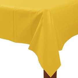 WHITE BERRY Large Plastic Rectangle Table Cover Cloth Wipe Clean Party Tablecloth Covers (Yellow)