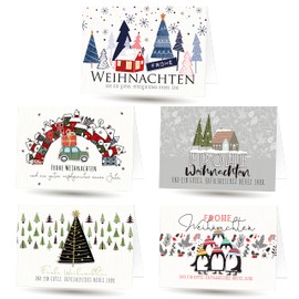 Set of 50 Christmas Cards Folding Cards with Envelope Format 17 x 12 cm (Not the Smaller A6 Format)