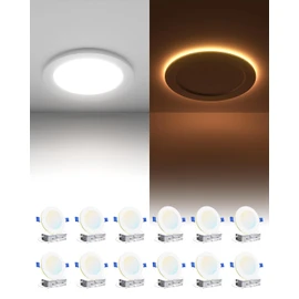 Ensenior 12 Pack 4 Inch LED Recessed Ceiling Light with Night Light, Dimmable, 2700K-5000K 5CCT, 750LM 9W 120V, High Brightness Canless Wafer Downlight - FCC