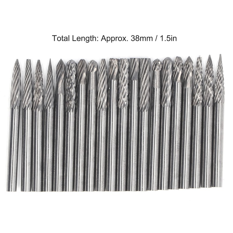 20Pcs Tungsten Carbide Burr Set Cutter Bit Cone End Mill