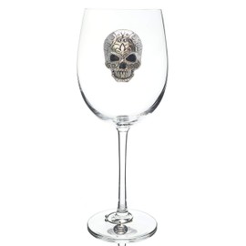THE QUEENS' JEWELS Skull Jeweled Stemmed Wine Glass - Unique Gift for Women, Birthday, Cute, Fun, Not Painted, Decorated, Bling, Bedazzled, Rhinestone
