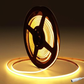 Tayire COB LED Strip 3000 K, DC12 V Neon Cuttable LED Strip 5 m 480 LEDs/M, 4 mm Bendable LED Strip High Brightness LED Strip Light for Bedroom FPV Room Decoration (Power Supply Not Included