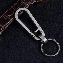 AIXUAN TC4 Titanium Alloy Key Holder with Carabiner Key Ring, Lightweight and Rustproof (Carabiner: (L x W) 2.2 x 0.9 inches (55 x 23 mm), Key Ring Diameter: 1.0 inch (26 mm))