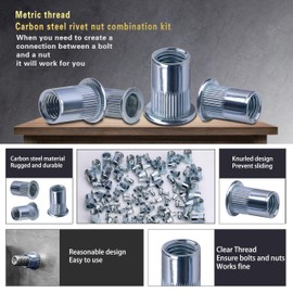 ASKWAY 370pcsPressure Rivet Nut Tool Kit, Metric Rivet Nut Combination (M8/M6/M5/M4/M3), Suitable for Furniture, Decoration, Automotive, Marine and Industrial Applications