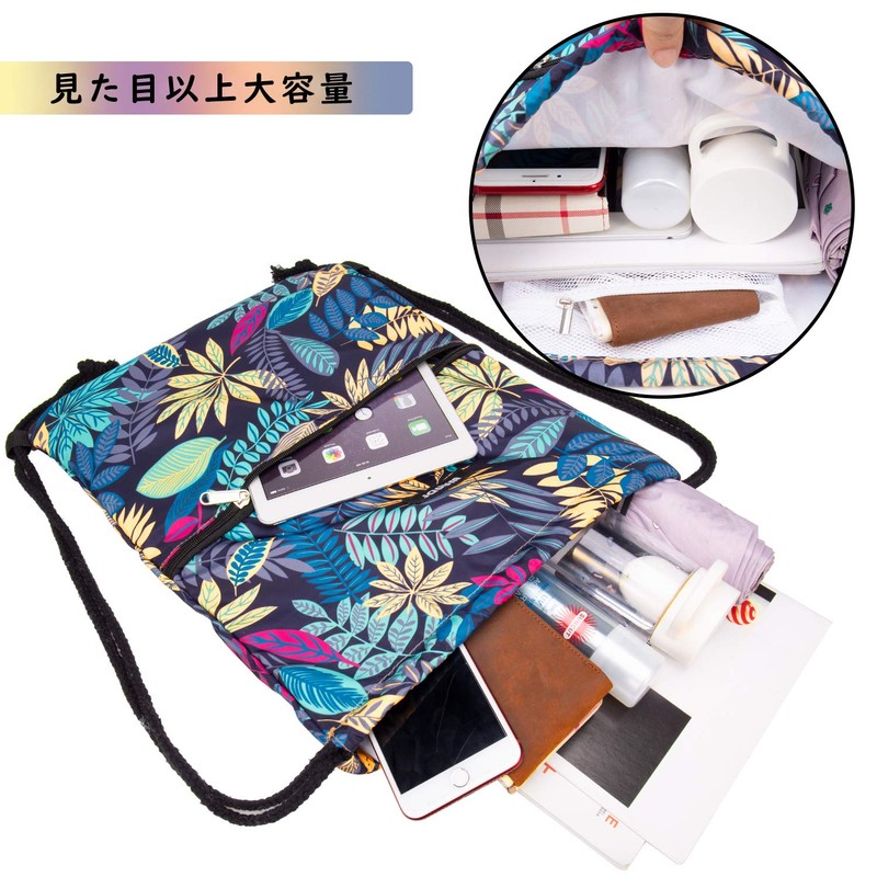 WANDF Gym Sack, Knapsack, Drawstring Shoes, Storage, Waterproof, Lightweight, Swimming,