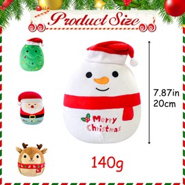 20cm Christmas Snowman Plush Pillow Toys,3D Cute Christmas Stuffed Snowman Pillow Doll Squishy Cotton Plushies Doll,Super Soft Toy Gift for Kids Kids Collection Home Decoration