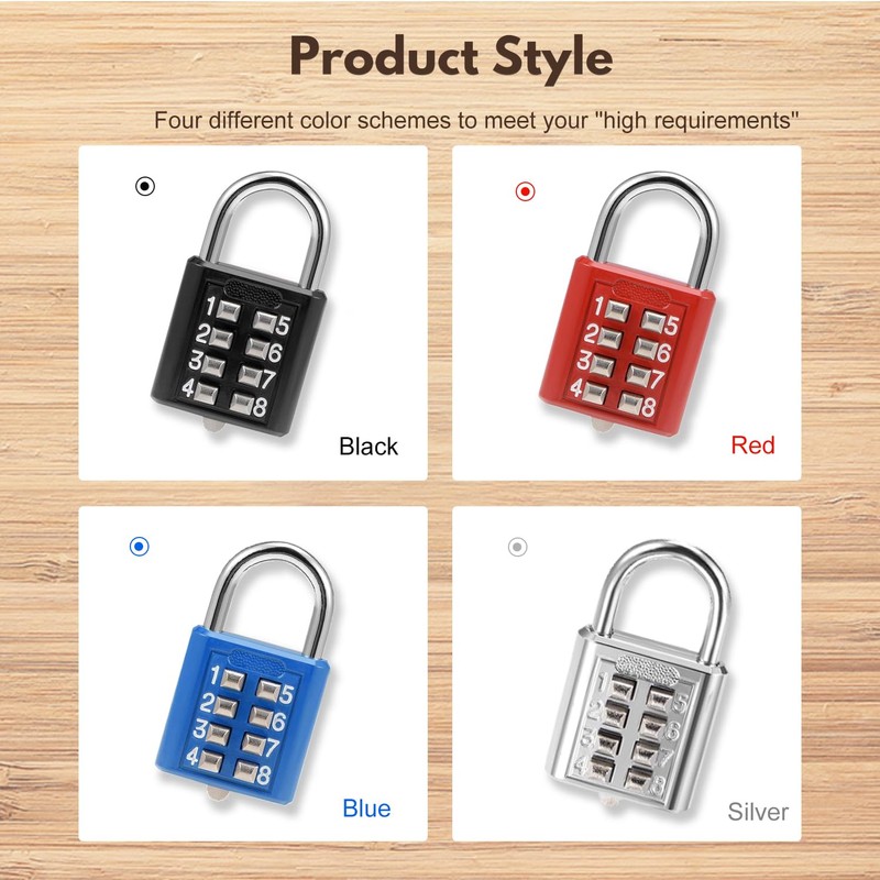 MroMax 1Pcs 8-Digit Combination Padlock Push Button Lock for Locker