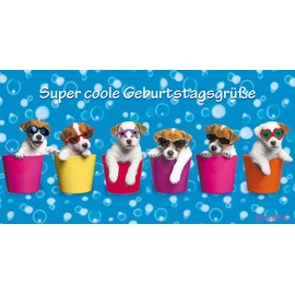 Keith Kimberlin Birthday Card – Boxer Puppy Dog with Sunglasses Map 11 x 22 cm