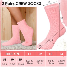 Boyiee 3 Pairs of Cuddly Socks, Women's Cuddly Fluffy Socks, Soft Slipper Socks, Plush Sleeping Socks for Winter, pink