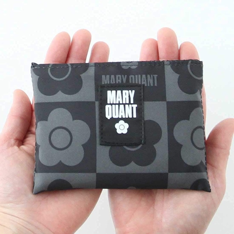 MARY QUANT 192012-1202-60 Eco Bag (Small Size/Black) Floral Daisy Bag,
