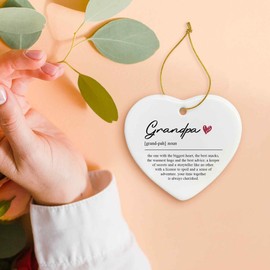 MONALET Grandpa Definition Ceramic Ornaments Gifts, Grandpa Granddad Heart Hanging Ornament Decor Decorations for Christmas Tree Car, Thank You Appreciation Gift for Grandpa Birthday Holiday