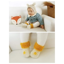 DEBAIJIA 3 Pairs Baby Children Thick Fluffy Socks Non-Slip Slipper Socks Ankle Fashion Cartoon Comfortable Thermal Cuddly Full Plush Socks Winter Warm for 0-5 Years Newborn Boys Girls, 3 Pairs -