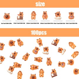 LQTSLFM 100 Stück Tiny Resin Deko, Tiny Resin Niedlich Mini Wasserschweine Harz Figuren, Interessant Kleine Bara Figuren für DIY Kunsthandwerk, Puppenhaus Garten, Miniatur Landschafts Dekoration