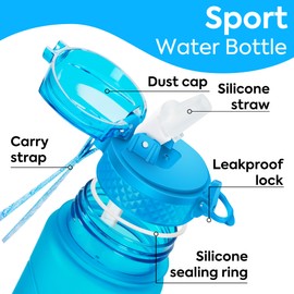 OLDLEY 450 ml/15 oz Children's Water Bottle with Straw Boys Girls Toddler Drinking Bottles with Time Markings for School Home Camping Outdoor Sports BPA Free Leak-Proof Durable