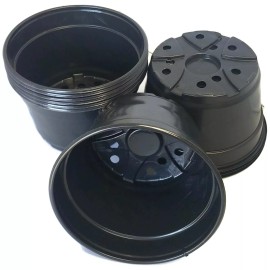 Landmark 8" Round PLASTIC MUM POTS - SET OF 10 - {8" x 5"} flower nursery pan