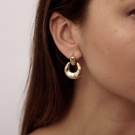 MIDEEO Gold/Silver Hoop Dangle Earrings For Women Girls,Dainty Gold Earrings Lightweight Hypoallergenic 14K Gold Plated Cute Hoop Earrings Statement Retro Earrings Jewelry for Birthday Party Gift