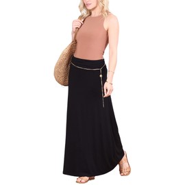 Popana Womens Long Maxi Skirt Casual Convertible Sundress Plus Size Made in USA Black XL