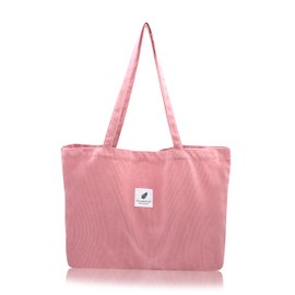 Corduroy Bag Women's Shoulder Bag Tote Bag Corduroy Women's Shopper Handbag Shoulder Bags Work Office Travel Shopping School Everyday, Pink L