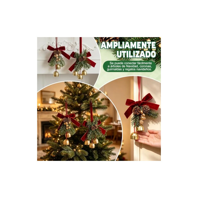 KUSHAN Bows de Navidad de 2 Piezas con 2 Campanas,Campanas