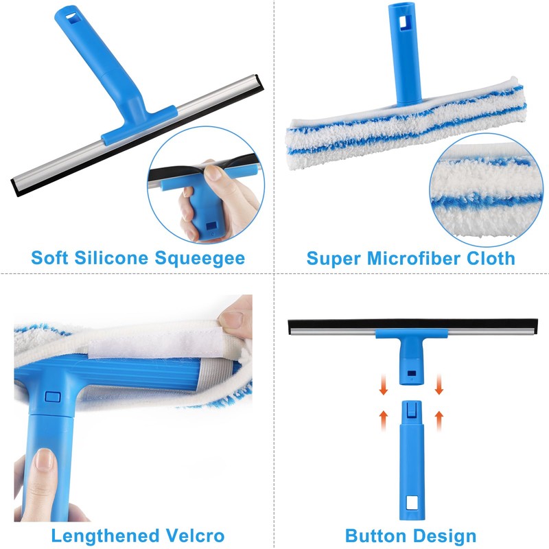Mitclear Window Cleaner with Long Handle(57IN), Glass Cleaning Tools with