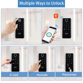 UMIK UMIKSMART Fingerprint Smart Door Lock with Heavy Duty Handleset, Keyless Entry Door Lock, Electronic Keypad Deadbolt Locks, App Control for Front Door, Home (Matte Black)