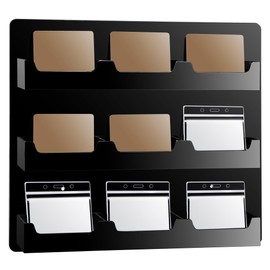 WILLOWDALE Acrylic Name Badge Holder Wall Mount, Black Business Card Holder Organizer Display, Name Tag ID Holder with 9 Pockets, Plastic Card Holder Home Office Supplies Storage Rack