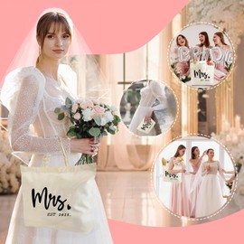 Ohtum Mrs Bag 2025 With Bride Makeup Bag, Future Mrs Gifts Canvas Tote Bags with Zip for Bridal Shower Bachelorette Party Wedding Engagement Honeymoon (2Pcs Bride Bags)