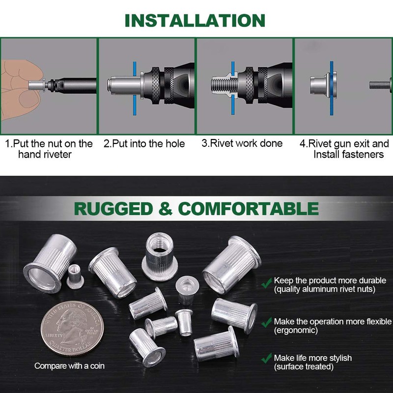 Keadic 160Pcs M3 M4 M5 M6 M8 M10 Metric Rivet