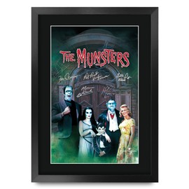 HWC Trading The Munsters 1964 Geschenke Gedrucktes Signiertes Autogramm Poster für Fans von Fernsehn Memorabilien - A3 Gerahmt