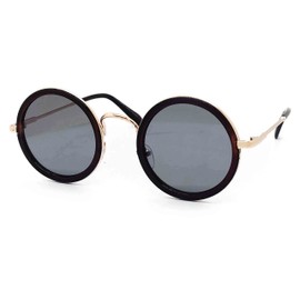 O2 Eyewear 81296 Premium Vintage Classic Nerd Hippie Retro Round Circle Womens Mens Tinted Sunglasses (BROWN, 54)