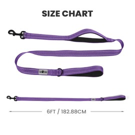 TUXTOOX Dog Leash- 6 FT Leashes for Small to Large Dogs, Double Handle Dog Leash, Reflective Walking Training Lead(Dog Leash (Purple), 6 FT Dog Leash)