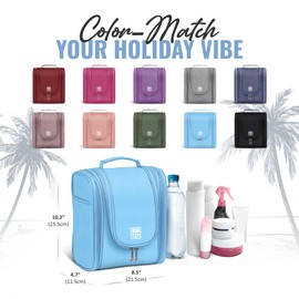 BOACAY Hanging Travel Toiletry Bag for Women & Men, Makeup Bag, Shower & Wash Bag, Organiser Kit for Cosmetics, Essentials, Travel Accessories (M) Baby Blue