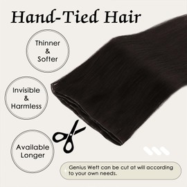 ABH AMAZINGBEAUTY HAIR Real Hair Genius Weft Extensions, Real Hair, Sew-in Weft Hair Wefts, Real Hair Wefts for Sewing, Virgin Hair, 50 g, #1B Natural Black, 50 cm