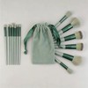 13 Piece Vegan Synthetic Makeup Brush Set No-Shed with Green
