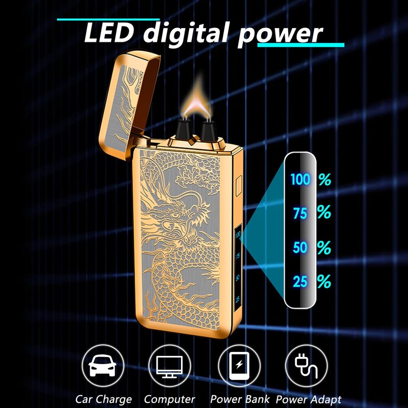 TIKIUKI Electric Rechargeable Big Flame Arc Lighter Type-C Plasma Windproof