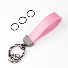 Turcee Leather Car Keychain,Creative Personality Leather Car Key Fob,Car Accessories Universal Key Fob Keychain for Men and Women (Pink)