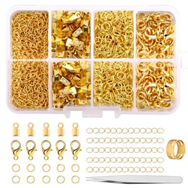 Weysoo Chain Clasp, 300 Pieces Bracelet Clasps Set Including 12mm Lobster Clasp, 5mm Jump Rings, Crimp Ends and Extension Chain, Jewelry Clasps for Jewellery Making