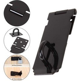 2 Pack 3 Inch Padlock Hasp Stainless Steel Door Clasp Hasp Latch Lock,Door Gate Lock Hasp with Screws for Gate Shed Door Window Cabinet Drawer Cupboard Latch Lock,Black