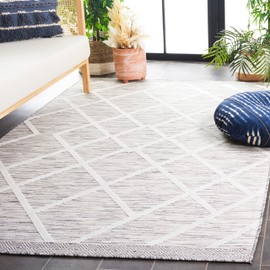 SAFAVIEH Cabana Collection Area Rug - 4' x 6', Ivory & Grey, Trellis Design, Indoor/Outdoor & Washable, Ideal for Patio, Backyard, Mudroom (CBN410A-4)