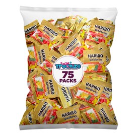 Goldbears Gummy Bears HariboCandy 75 Count Treat Size - 0.4 oz Individually Wrapped Bags -Assorted Fruit Flavors - Perfect for Snacks, Treats, Goodiebags
