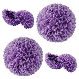 Goplus 11 Inch Topiary Balls Artificial Outdoor Set of 2, Faux Boxwood Ball, Fake Plant Sphere, Round Artificial Plant Balls for Front Door, Porch, Backyard, Balcony, Home Décor (Purple)