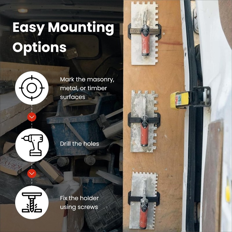 TradeTidy Trowel Holders, Tool Storage for Van and Garage, Designed