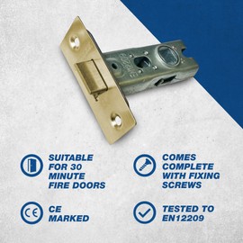 UAP 65mm Tubular Door Latch with Square Corners - 2-Pack Stainless Steel Internal Door Lock Set with Strike Plate & Fittings for Home, Office & Commercial Use (2 Pack, 65mm, Polished Stainless)